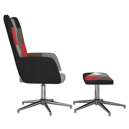 Fåtölj DIV. Vilstol med fotpall tyg lapptäcke