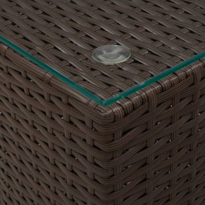 Sidobord Brun 3 delar med glasskiva konstrotting