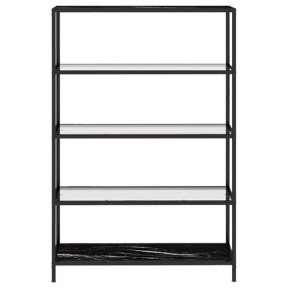 Hylla svart marmor och transparent 100x36x168 cm härdat glas