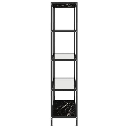 Hylla svart marmor och transparent 100x36x168 cm härdat glas