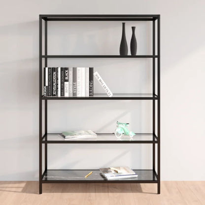 Hylla svart marmor och transparent 100x36x168 cm härdat glas
