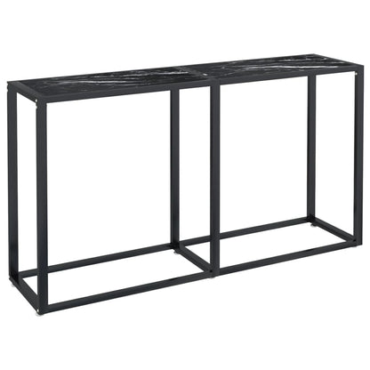 Avlastningsbord Konsollbord DIV. Svart marmor 140x35x75,5 cm härdat glas
