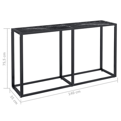 Avlastningsbord Konsollbord DIV. Svart marmor 140x35x75,5 cm härdat glas
