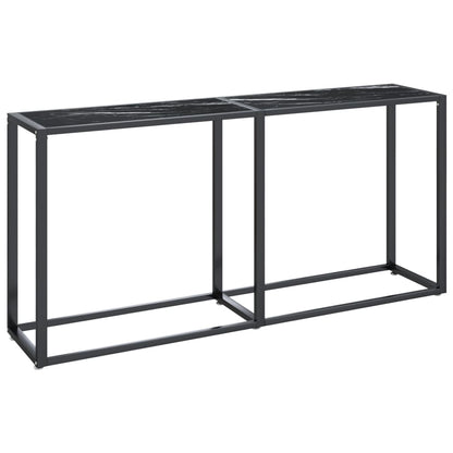 Avlastningsbord Konsollbord DIV. Svart marmor 160x35x75,5 cm härdat glas