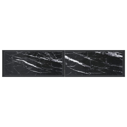 Avlastningsbord Konsollbord DIV. Svart marmor 160x35x75,5 cm härdat glas
