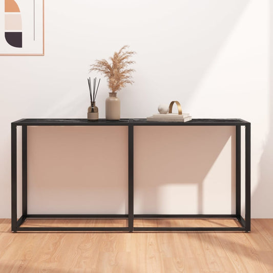 Avlastningsbord Konsollbord DIV. Svart marmor 160x35x75,5 cm härdat glas