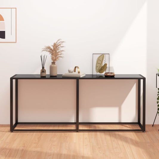 Avlastningsbord Konsollbord Svart 180x35x75,5 cm härdat glas