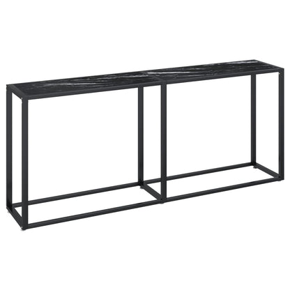 Avlastningsbord Konsollbord DIV. Svart marmor 180x35x75,5 cm härdat glas