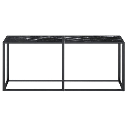 Avlastningsbord Konsollbord DIV. Svart marmor 180x35x75,5 cm härdat glas