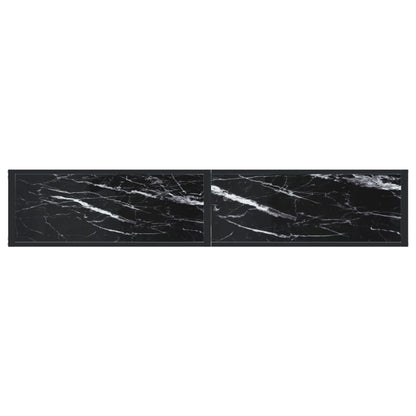 Avlastningsbord Konsollbord DIV. Svart marmor 180x35x75,5 cm härdat glas