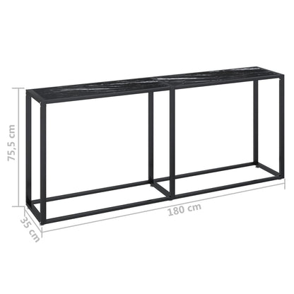 Avlastningsbord Konsollbord DIV. Svart marmor 180x35x75,5 cm härdat glas