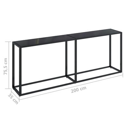 Avlastningsbord Konsollbord Svart 200x35x75,5 cm härdat glas