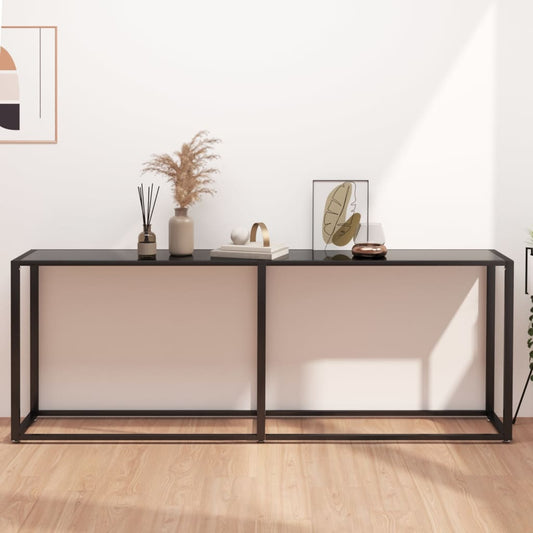 Avlastningsbord Konsollbord Svart 200x35x75,5 cm härdat glas