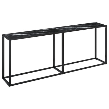 Avlastningsbord Konsollbord DIV. Svart marmor 200x35x75,5 cm härdat glas