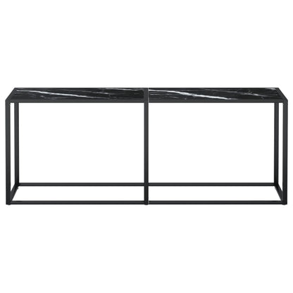 Avlastningsbord Konsollbord DIV. Svart marmor 200x35x75,5 cm härdat glas