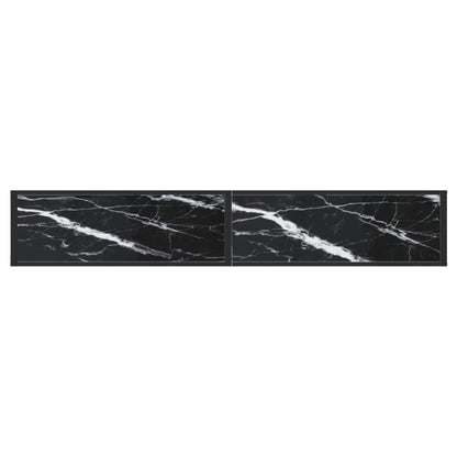 Avlastningsbord Konsollbord DIV. Svart marmor 200x35x75,5 cm härdat glas