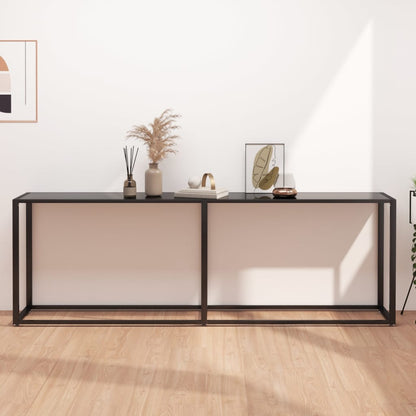 Avlastningsbord Konsollbord DIV. Svart 220x35x75,5 cm härdat glas