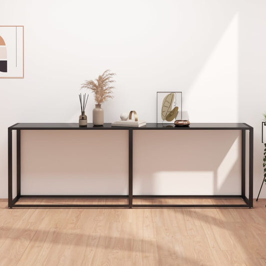 Avlastningsbord Konsollbord DIV. Svart 220x35x75,5 cm härdat glas