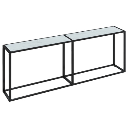 Avlastningsbord Konsollbord DIV. Vit marmor 220x35x75,5 cm härdat glas