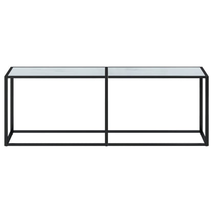 Avlastningsbord Konsollbord DIV. Vit marmor 220x35x75,5 cm härdat glas