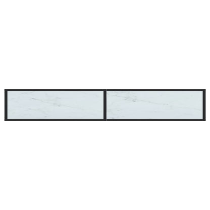 Avlastningsbord Konsollbord DIV. Vit marmor 220x35x75,5 cm härdat glas