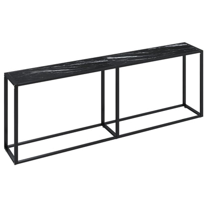 Avlastningsbord Konsollbord DIV. Svart marmor 220x35x75,5 cm härdat glas