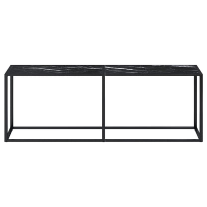 Avlastningsbord Konsollbord DIV. Svart marmor 220x35x75,5 cm härdat glas