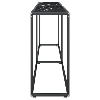 Avlastningsbord Konsollbord DIV. Svart marmor 220x35x75,5 cm härdat glas