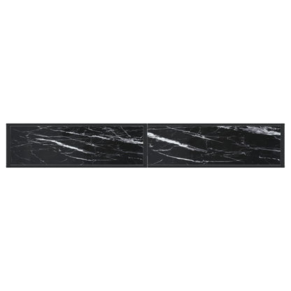 Avlastningsbord Konsollbord DIV. Svart marmor 220x35x75,5 cm härdat glas
