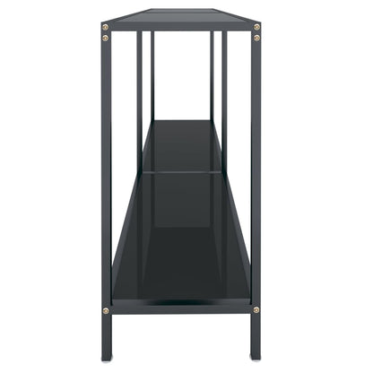 Avlastningsbord Konsollbord Svart 140x35x75,5 cm härdat glas