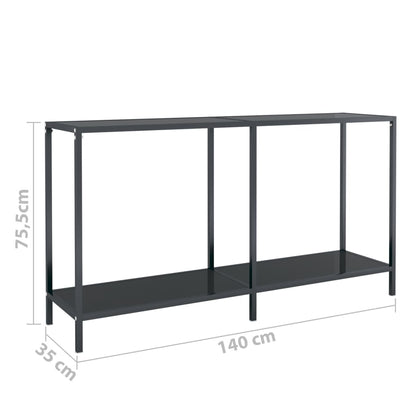 Avlastningsbord Konsollbord Svart 140x35x75,5 cm härdat glas