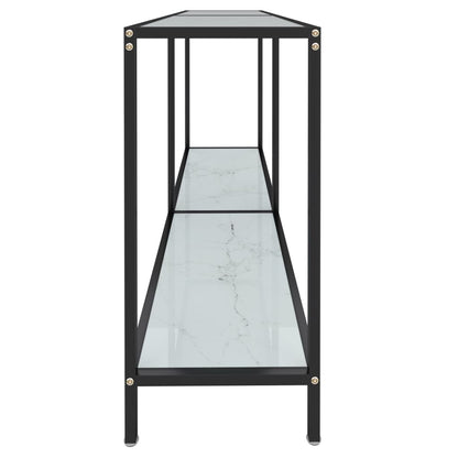 Avlastningsbord Konsollbord Vit 140x35x75,5 cm härdat glas