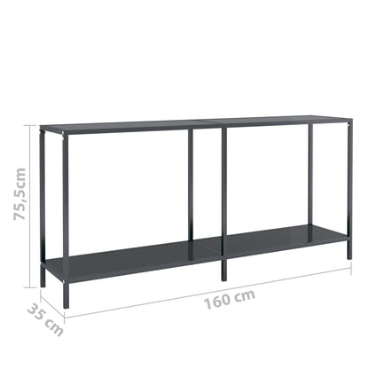 Avlastningsbord Konsollbord Svart 160x35x75 cm härdat glas
