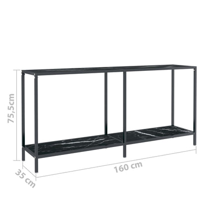 Avlastningsbord Konsollbord Svart 160x35x75,5 cm härdat glas