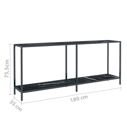 Avlastningsbord Konsollbord Svart 180x35x75,5 cm härdat glas