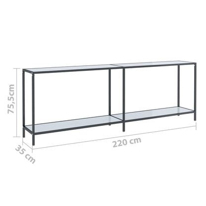 Avlastningsbord Konsollbord Vit 220x35x75,5 cm härdat glas