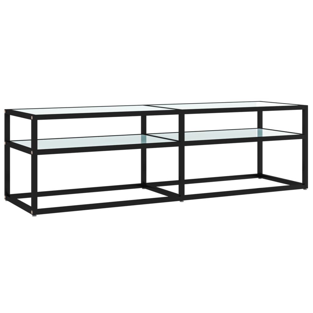 TV-Möbel Vit TV-Bänk marmor 140x40x40,5 cm härdat glas