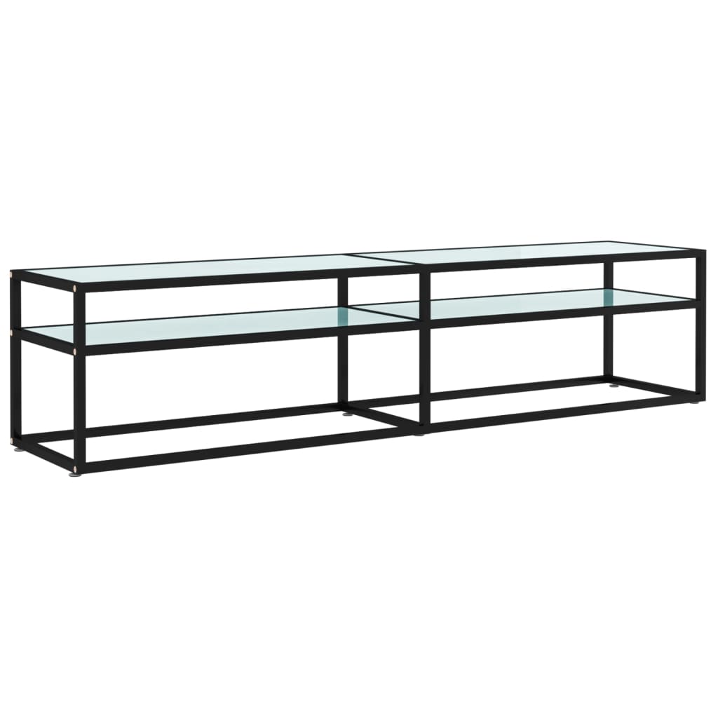 TV-Möbel Vit TV-Bänk marmor 180x40x40,5 cm härdat glas