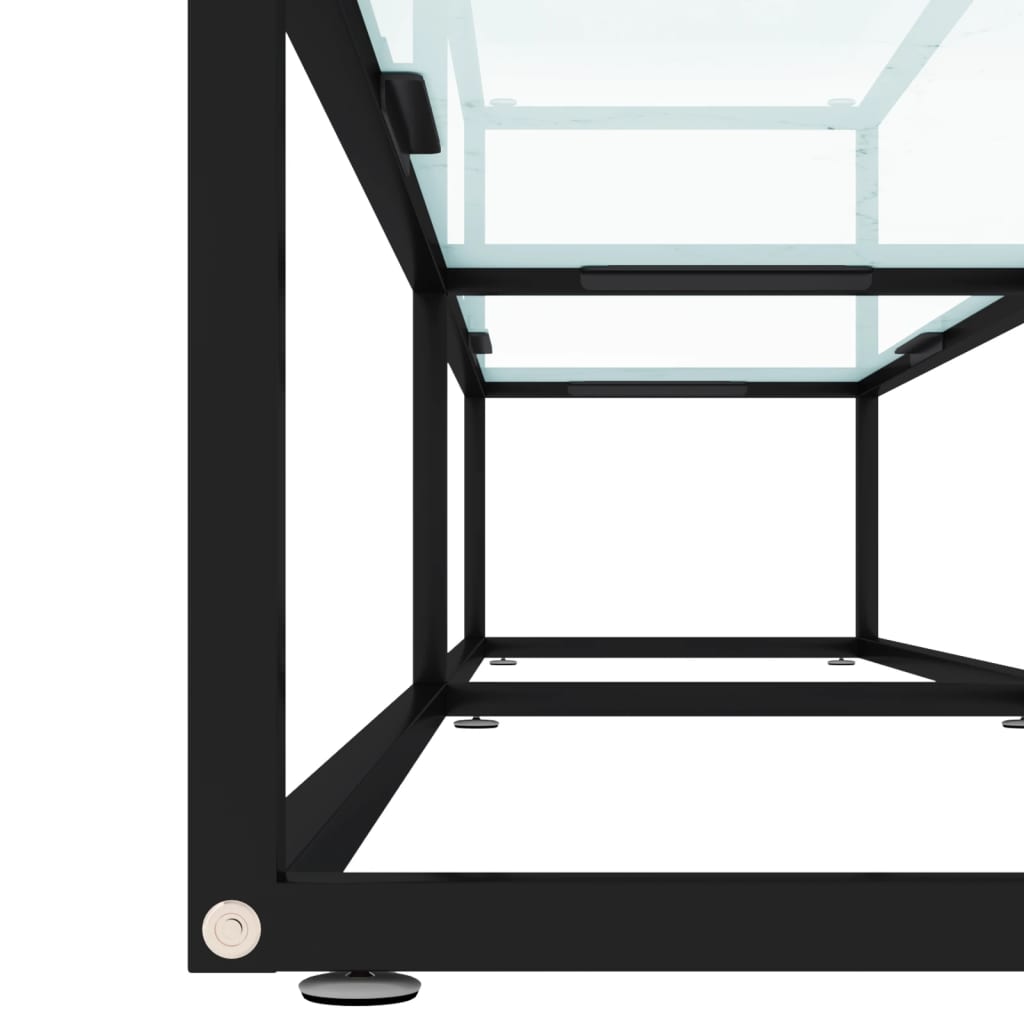 TV-Möbel Vit TV-Bänk marmor 200x40x40,5 cm härdat glas