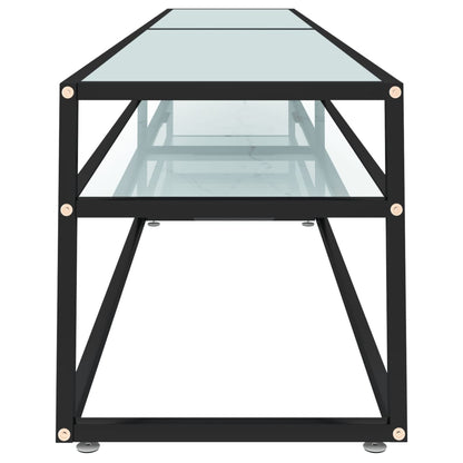 TV-Möbel Vit TV-Bänk marmor 220x40x40,5 cm härdat glas