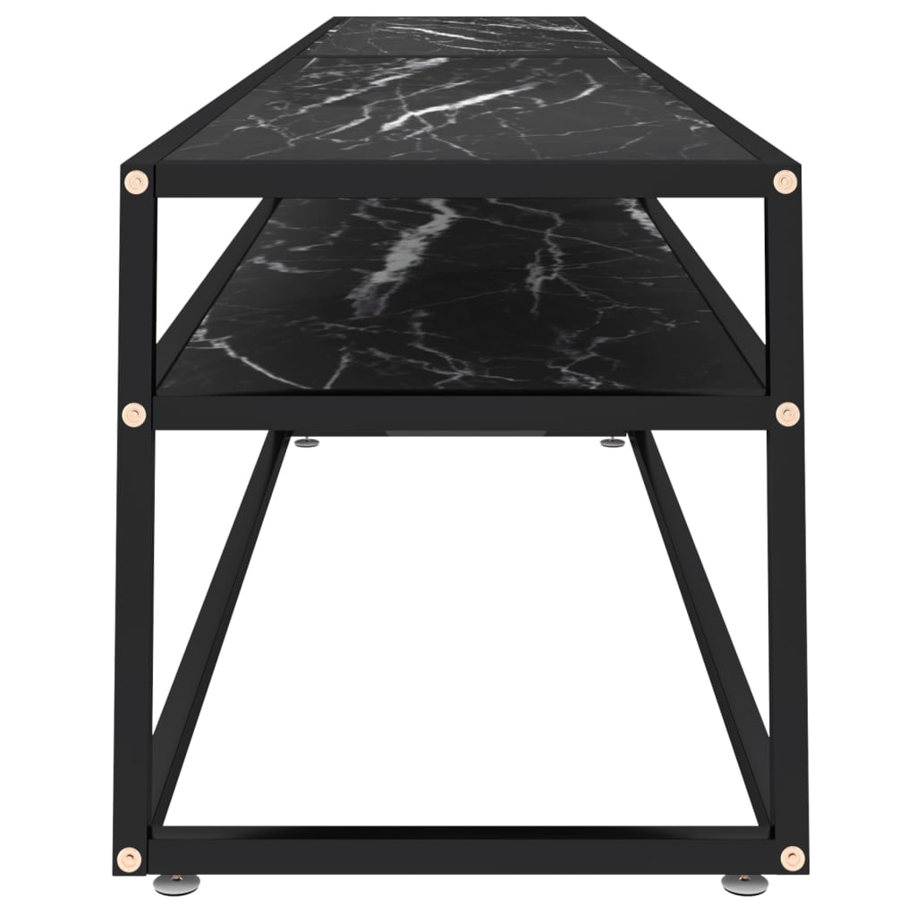 TV-Möbel Svart TV-Bänk marmor 220x40x40,5 cm härdat glas