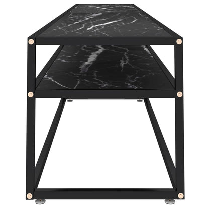 TV-Möbel Svart TV-Bänk marmor 220x40x40,5 cm härdat glas