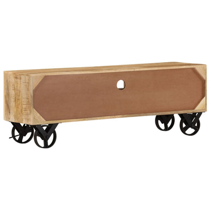 TV-Möbel Trä TV-Bänk med hjul 110x30x37 cm grovt mangoträ