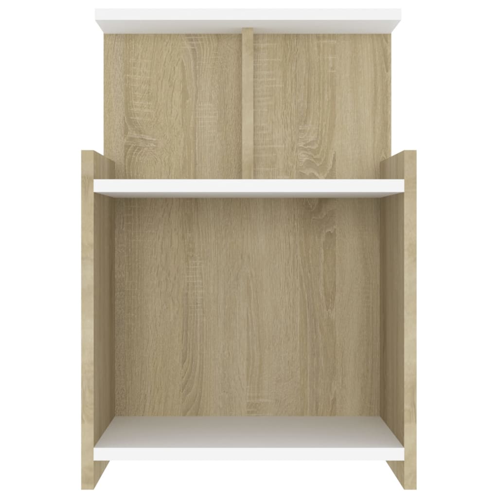 Sängbord 2 st vit och sonoma-ek 40x35x60 cm konstruerat trä