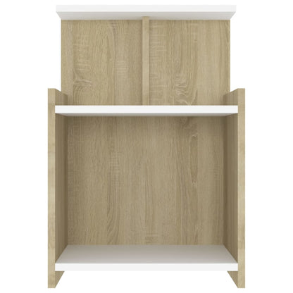 Sängbord 2 st vit och sonoma-ek 40x35x60 cm konstruerat trä