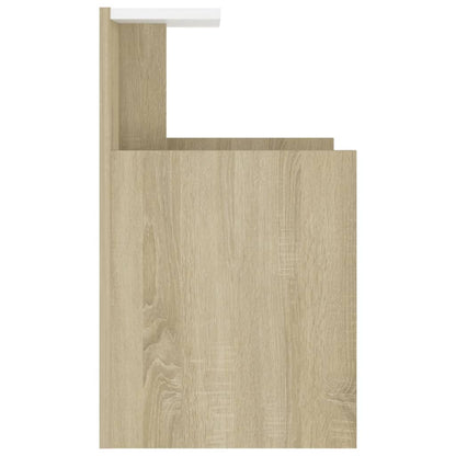 Sängbord 2 st vit och sonoma-ek 40x35x60 cm konstruerat trä