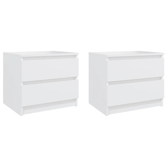 Sängbord 2 st vit 50x39x43,5 cm konstruerat trä