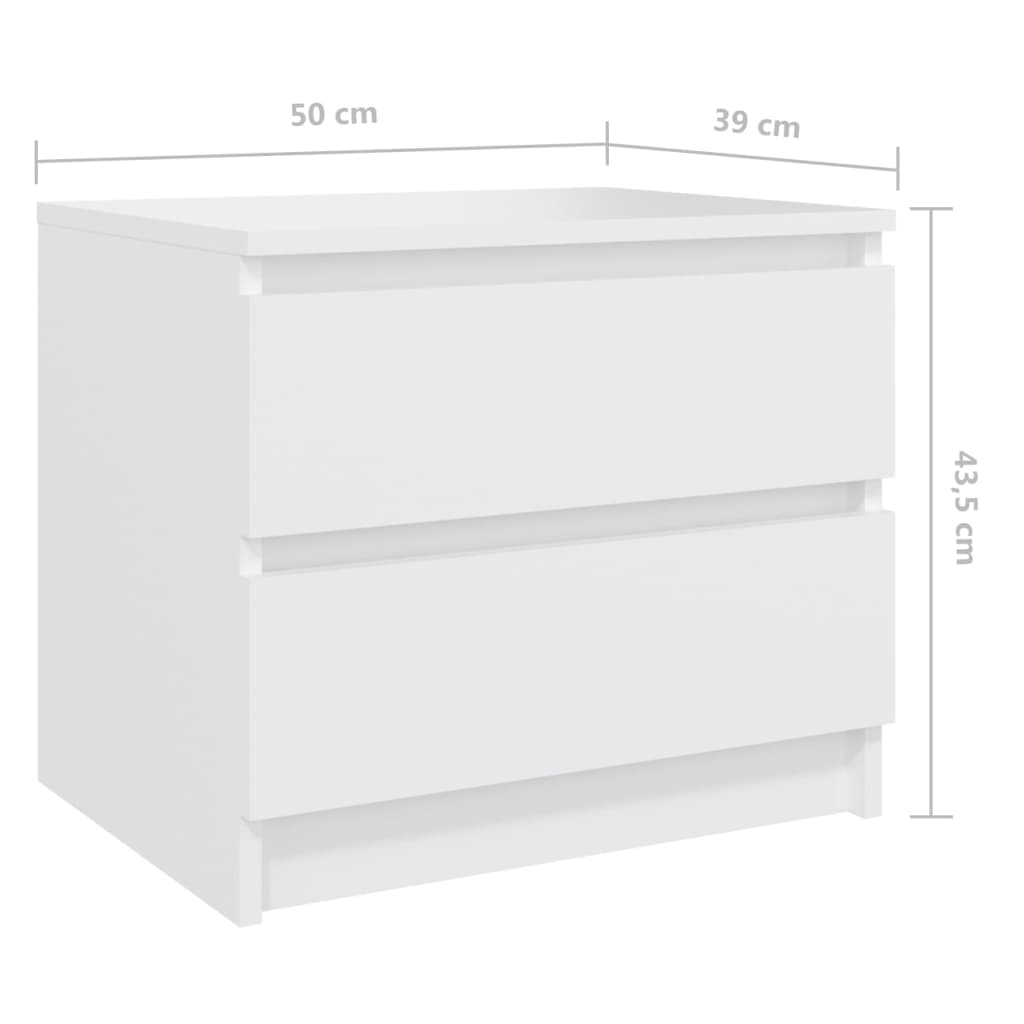 Sängbord 2 st vit 50x39x43,5 cm konstruerat trä