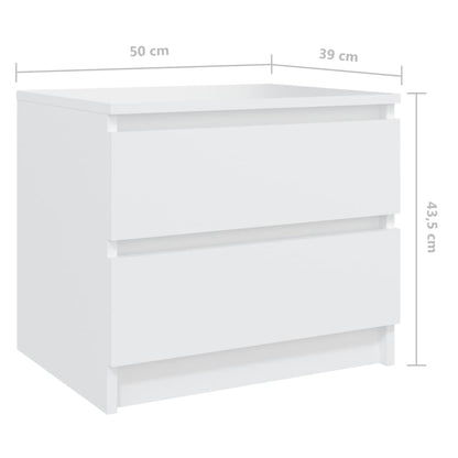 Sängbord 2 st vit 50x39x43,5 cm konstruerat trä