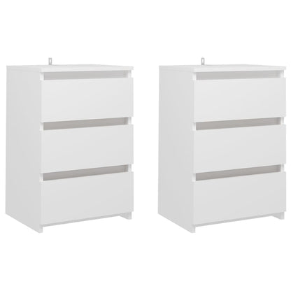 Sängbord 2 st vit 40x35x62,5 cm konstruerat trä